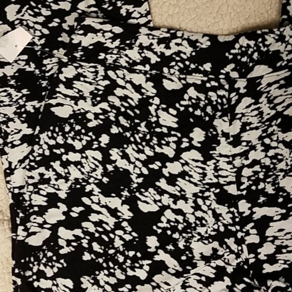 Black & White Abstract Print Womens Pull on Pants Small - Picture 3 of 4